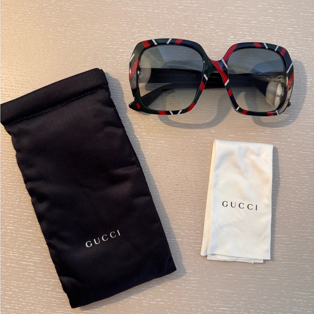 Gucci Black and Red Women's Sunglasses